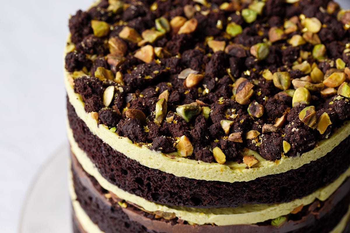 Chocolate & Pistachio Naked Layer Cake