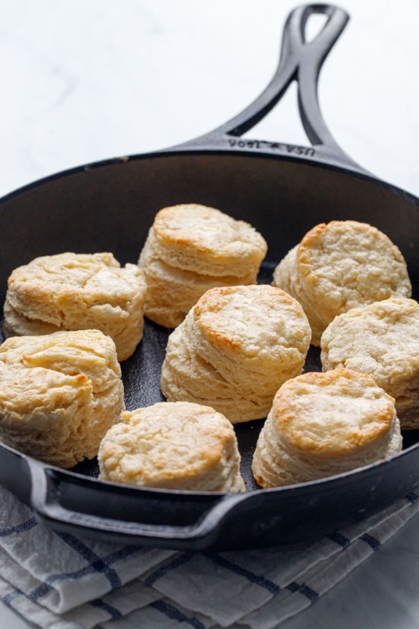 Sourdough Biscuits baked in a Lodge cast iron skillet