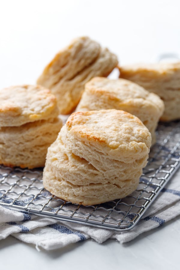 Tall, extra flaky sourdough biscuits