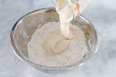 How to make Sourdough Biscuits: mix in your mature starter.