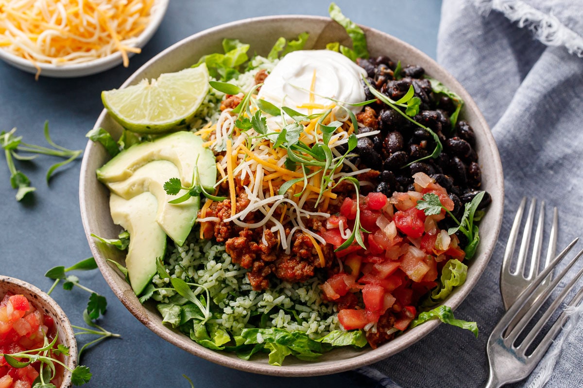 Turkey Taco Bowls with Cilantro Rice