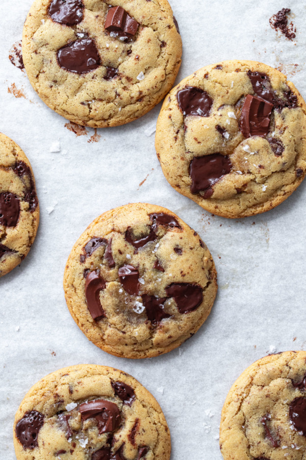 Overhead of Olive Oil Chocolate Chip Cookies