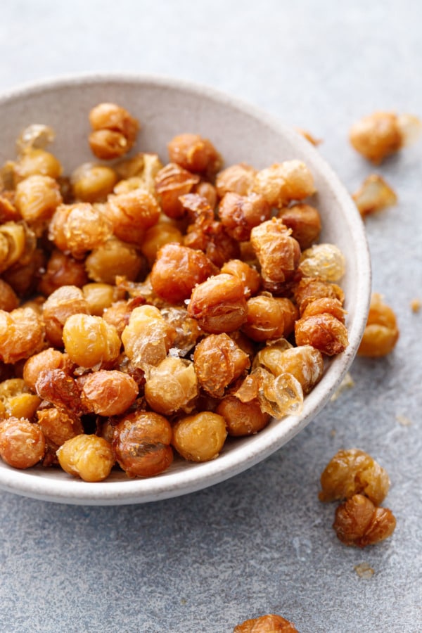 Bowl of crispy fried chickpeas