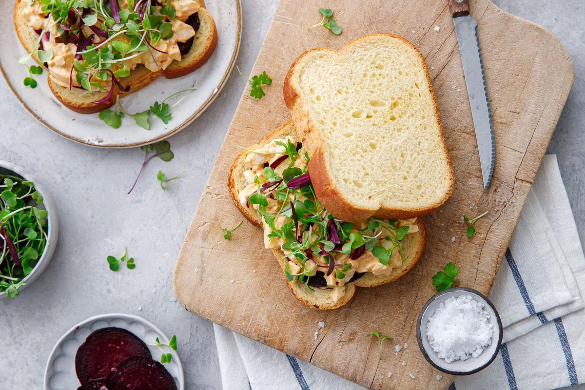 Egg Salad Sandwiches with Roasted Beet