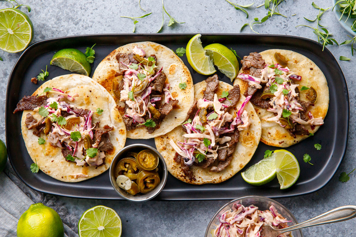 Steak Street Tacos with Chipotle Lime Coleslaw