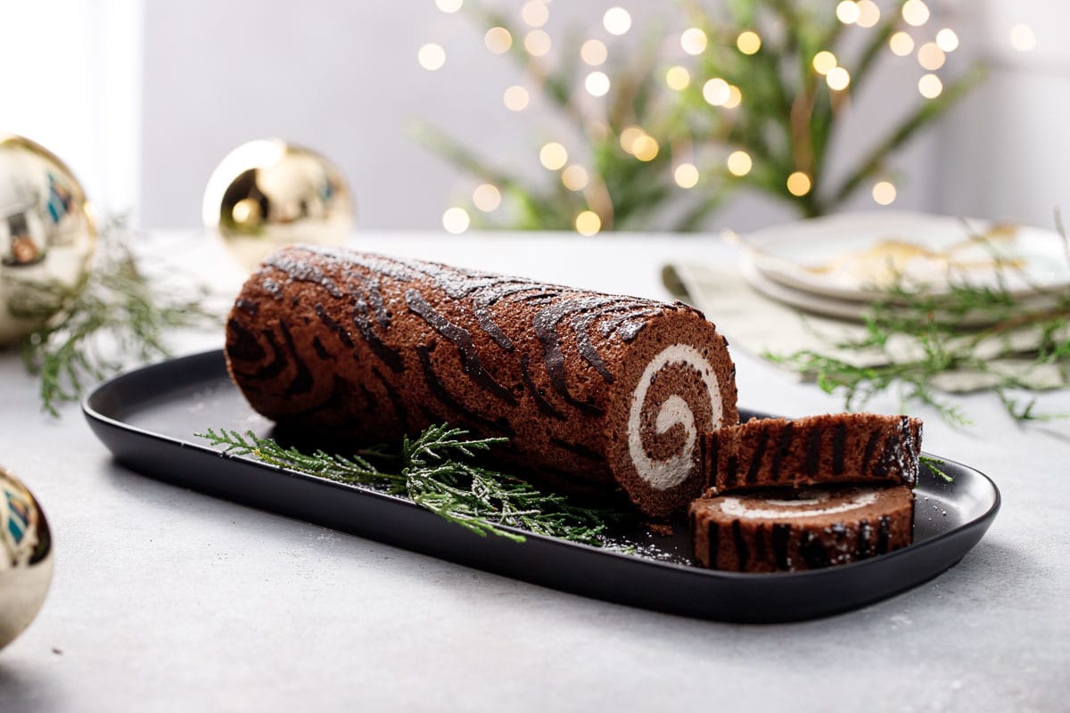 Chocolate Chestnut Christmas Roll Cake