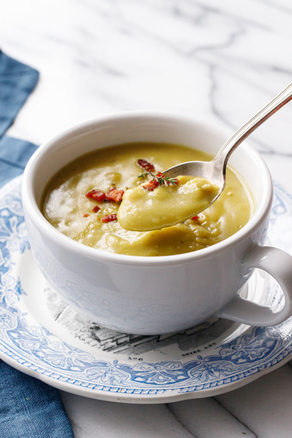 Spoonful of Split Pea Soup, showing the thick texture