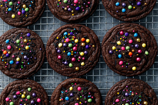 Ganache-Stuffed Cosmic Brownie Cookies