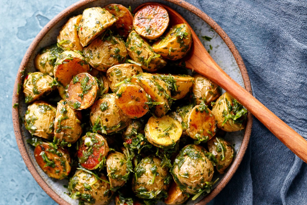 Roasted Potatoes with Arugula Chimichurri