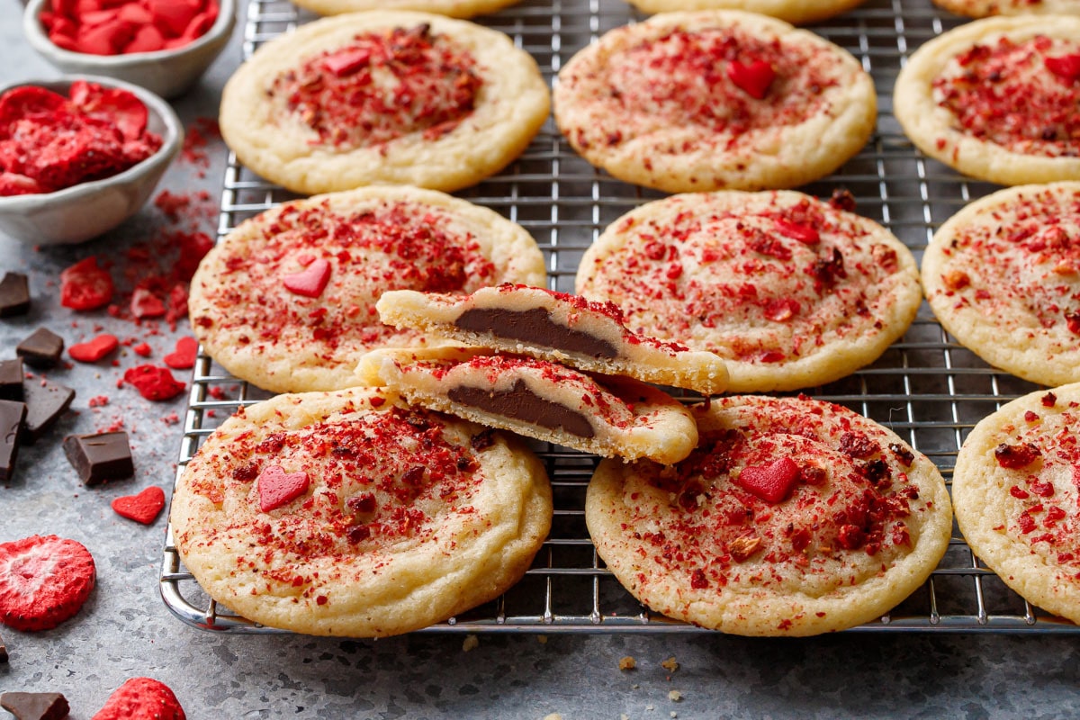 Chocolate-Stuffed Strawberry Sugar Cookies