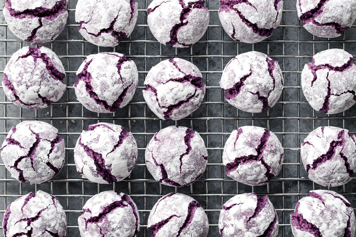 Ube Amaretti Crinkle Cookies - Love and Olive Oil