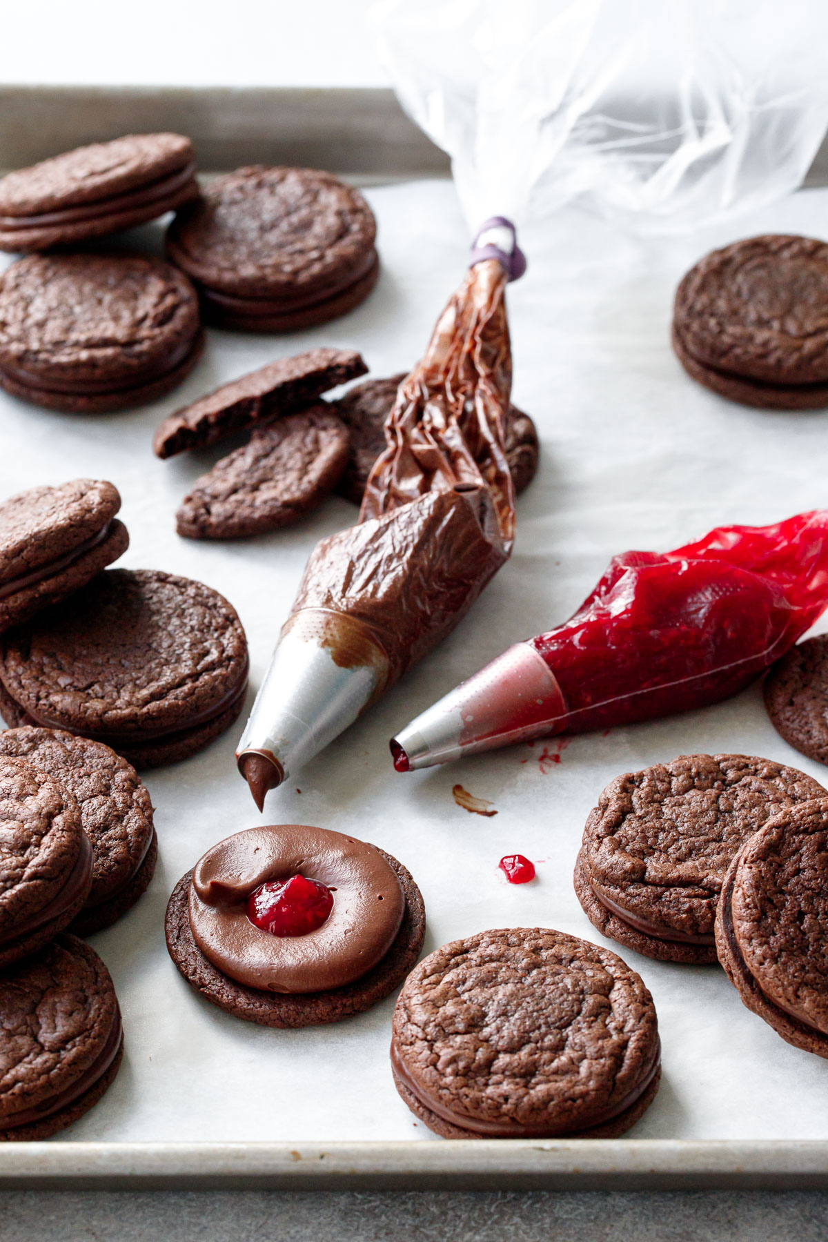 Chocolate Raspberry Sandwich Cookies Love and Olive Oil