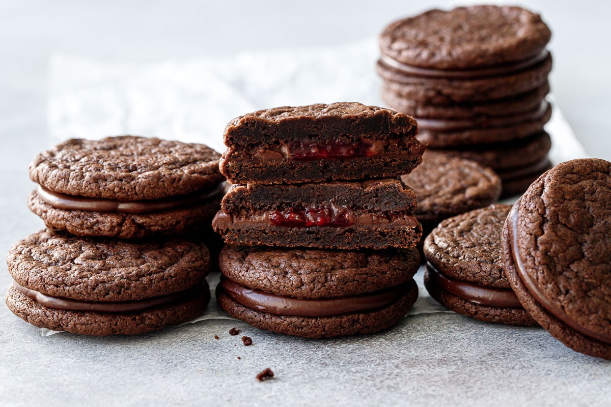 Chocolate Raspberry Sandwich Cookies Love and Olive Oil