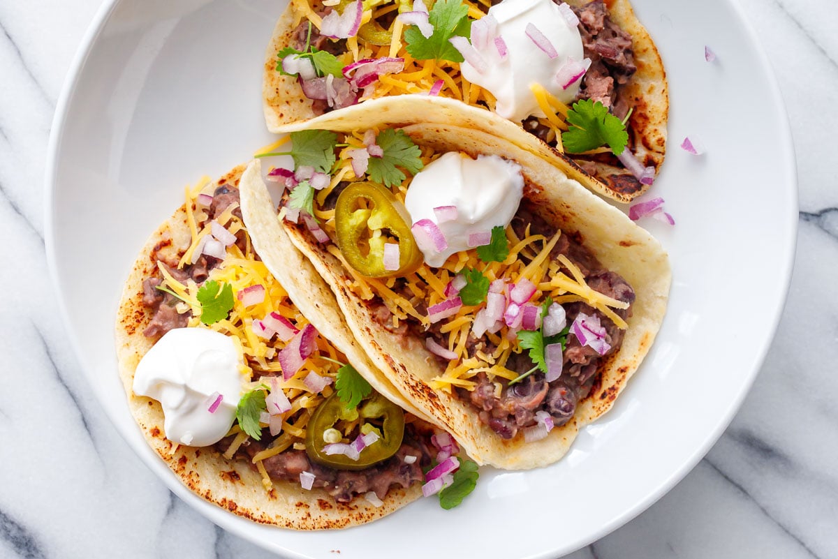 Easy Refried Black Bean Tacos