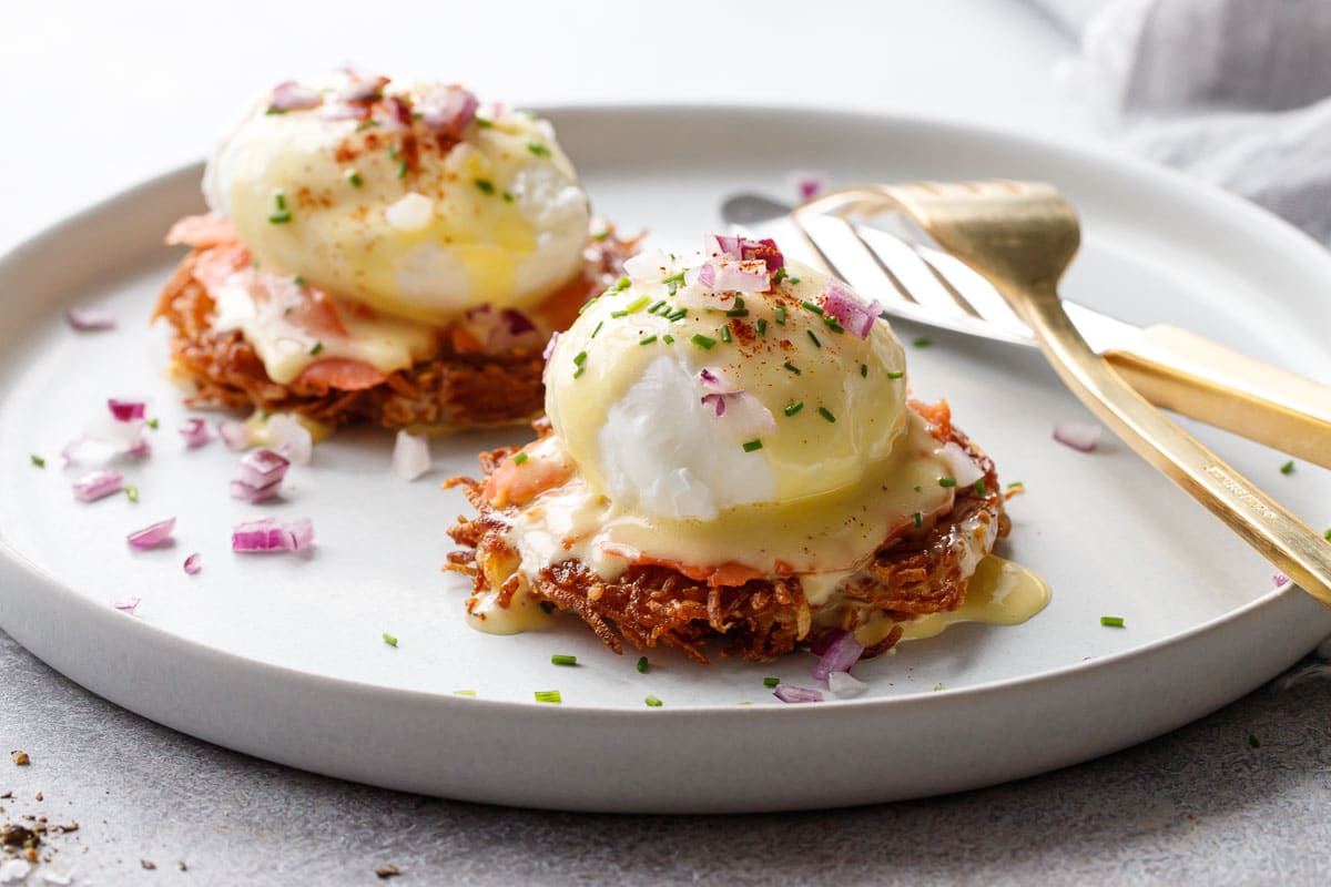 Latke Eggs Benedict Love and Olive Oil