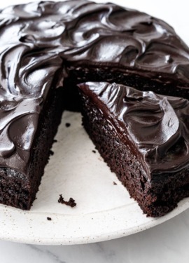 Sour Cream Chocolate Cake with Glossy Chocolate Frosting