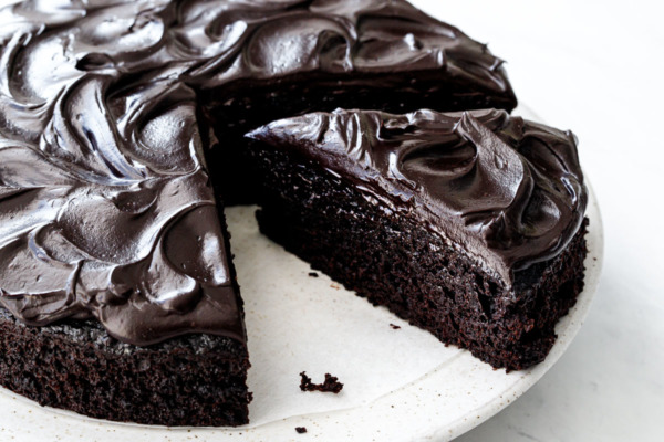 Rich dark Sour Cream Chocolate Cake, from the site Love and Olive Oil