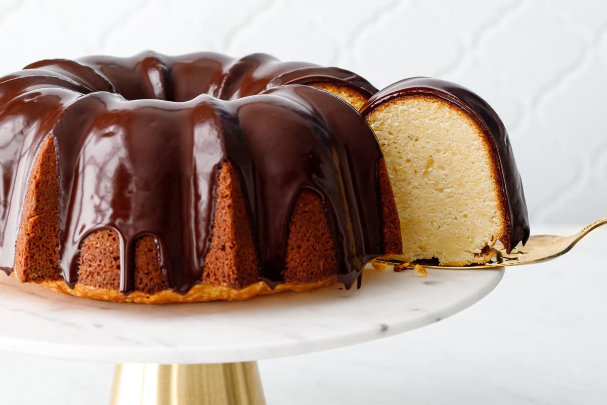 Almond Bundt Cake with Amaretto Ganache