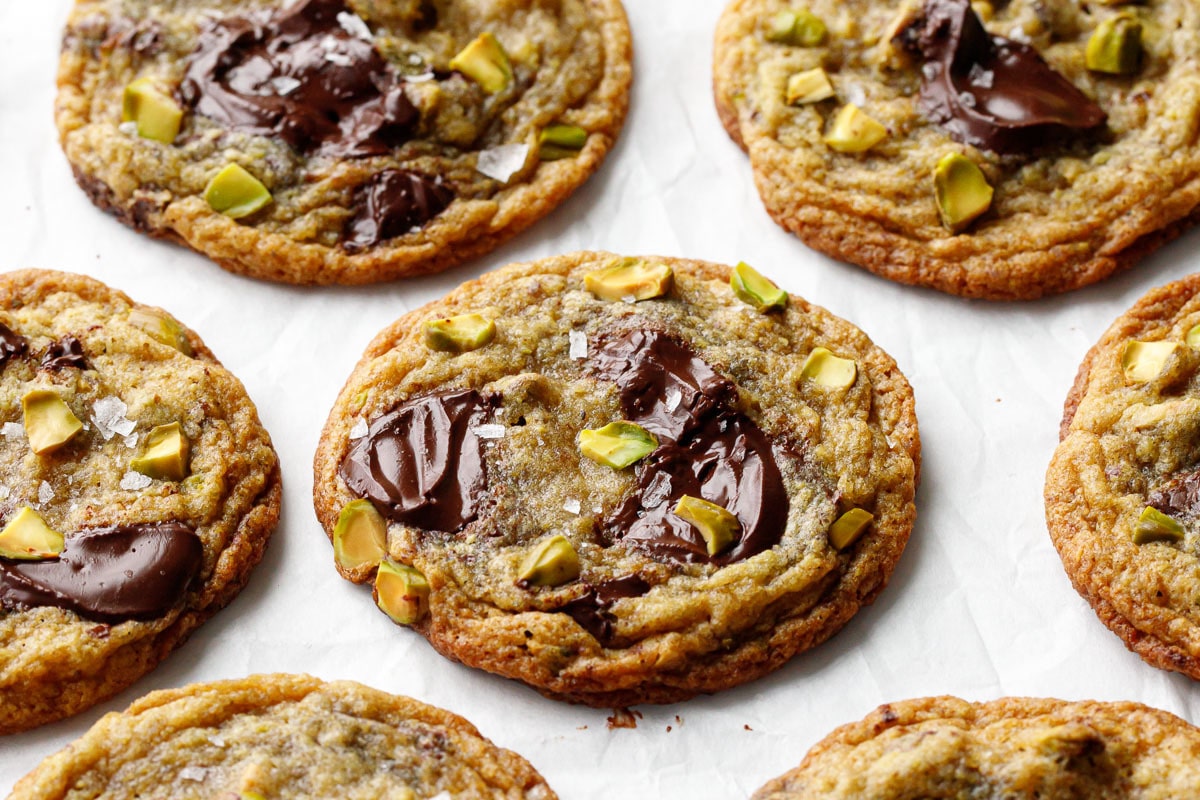 Salted Pistachio & Dark Chocolate Chunk Cookies