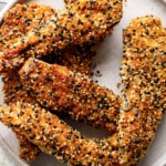 Plate with scattered Panko Sesame Chicken Tenders