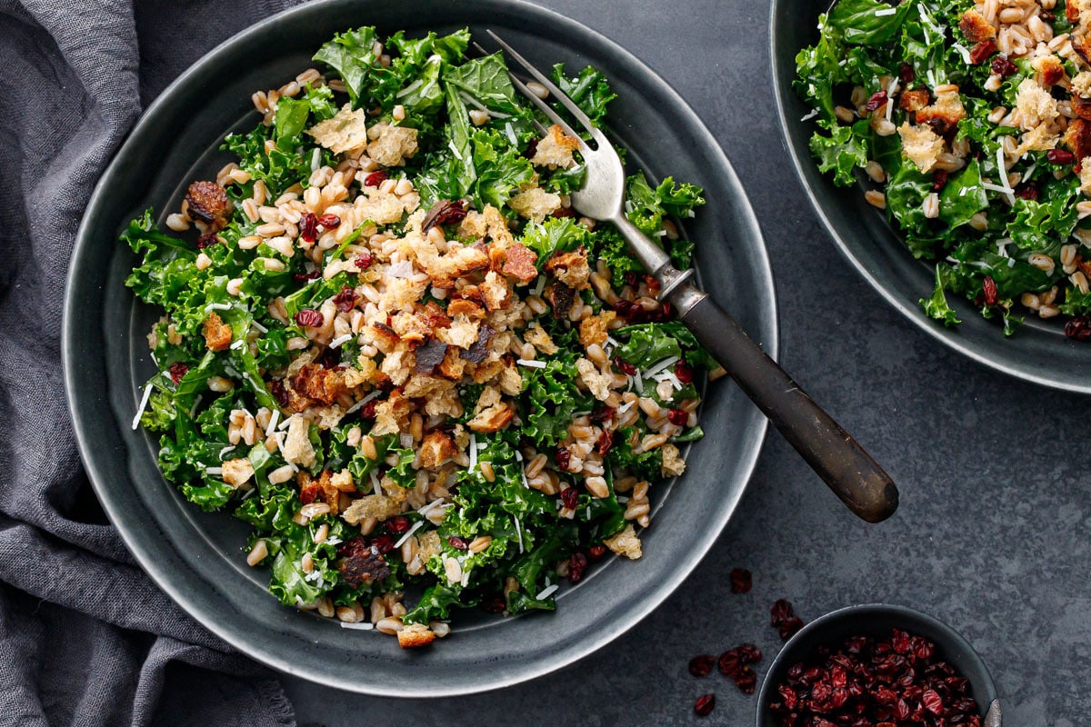 Kale & Farro Salad with Sourdough Breadcrumbs