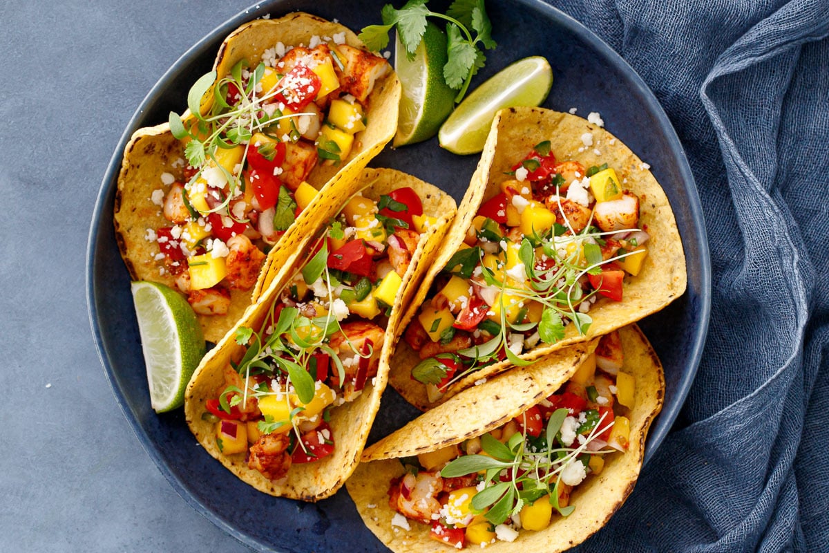 Quick Shrimp Tacos with Mango Salsa