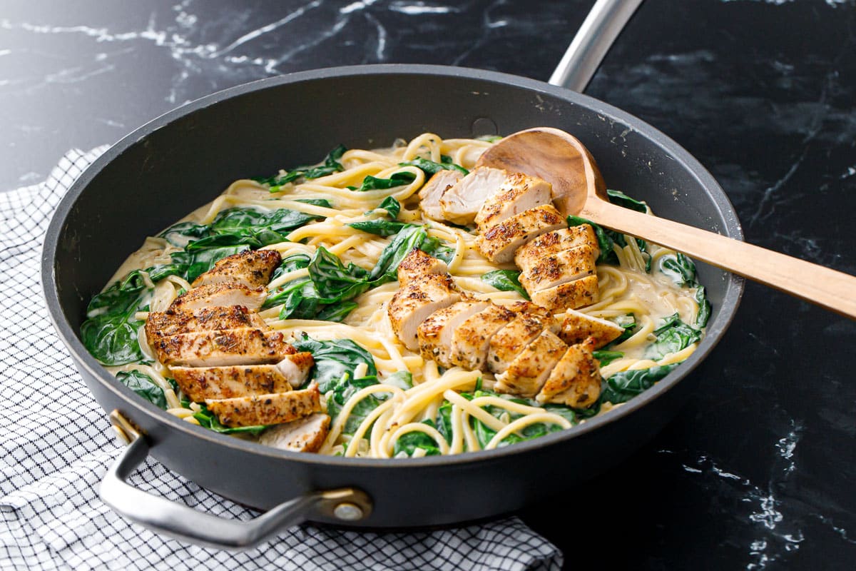 Creamy Chicken Florentine Pasta Love and Olive Oil
