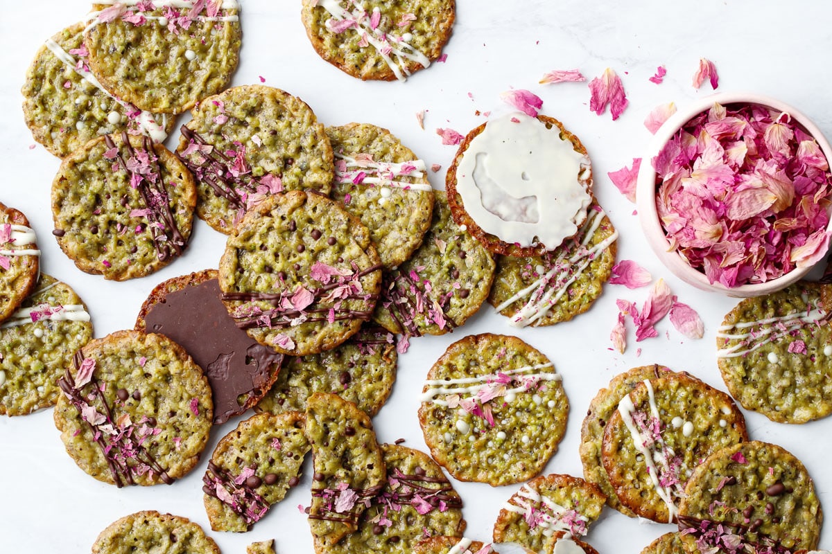 Pistachio Florentine Cookies