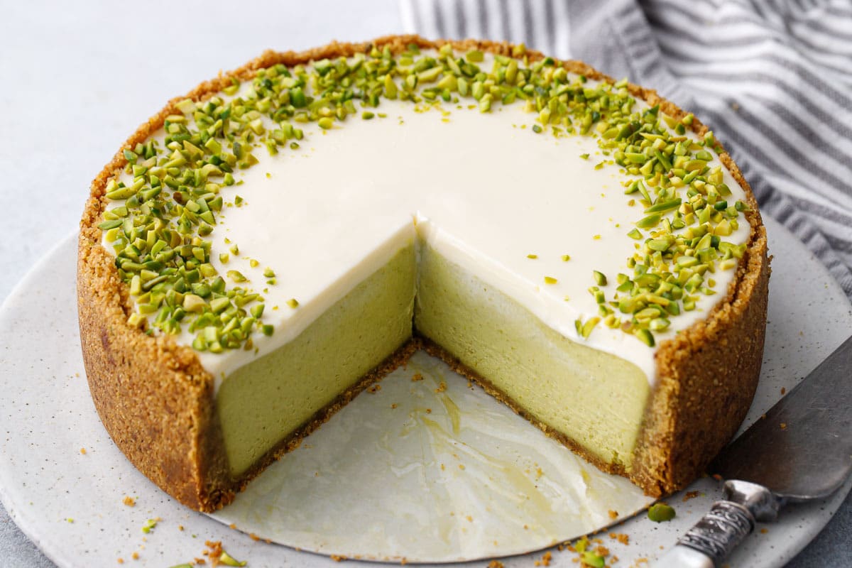 Pistachio Sour Cream Cheesecake