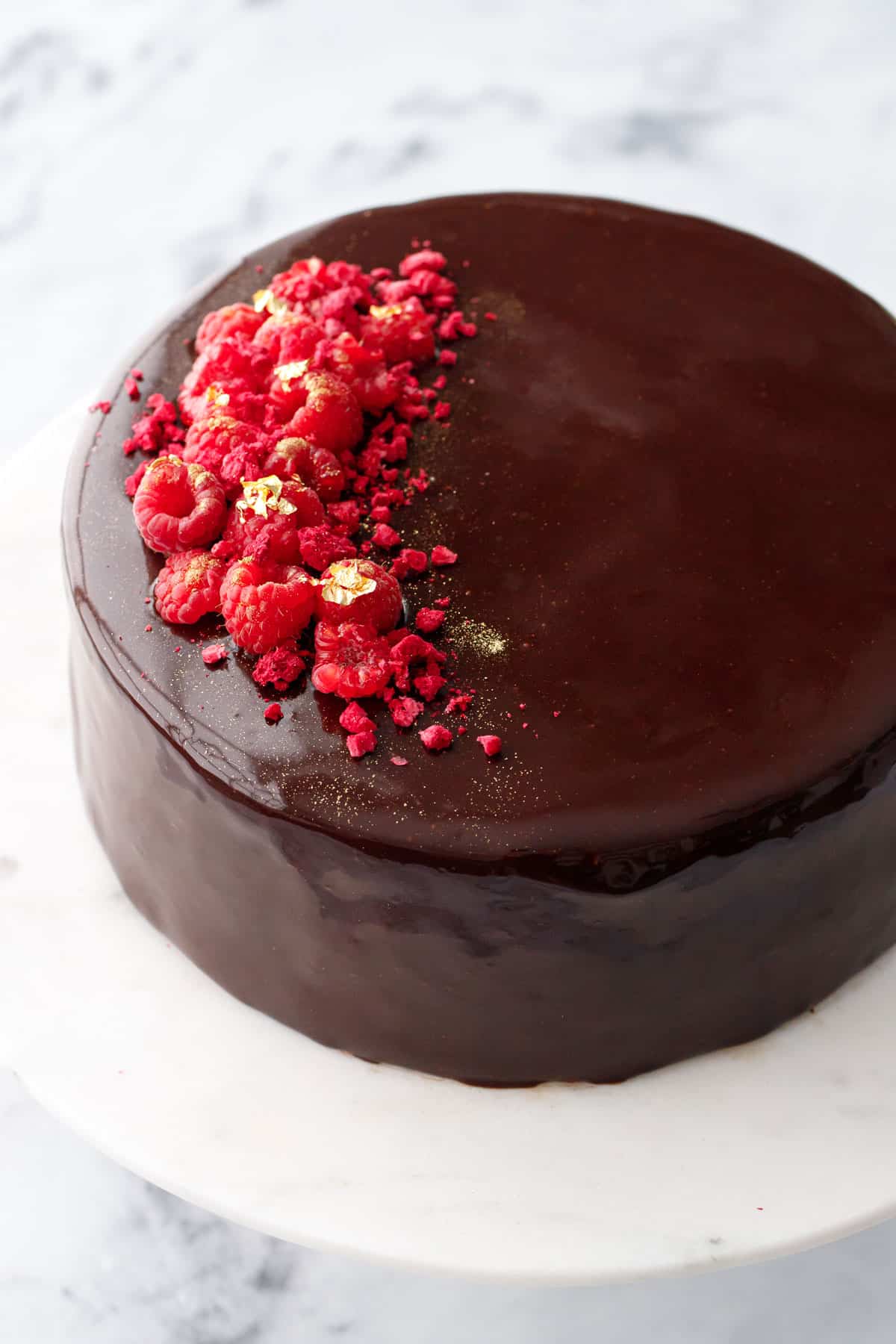 The best chocolate cake with gold leaf