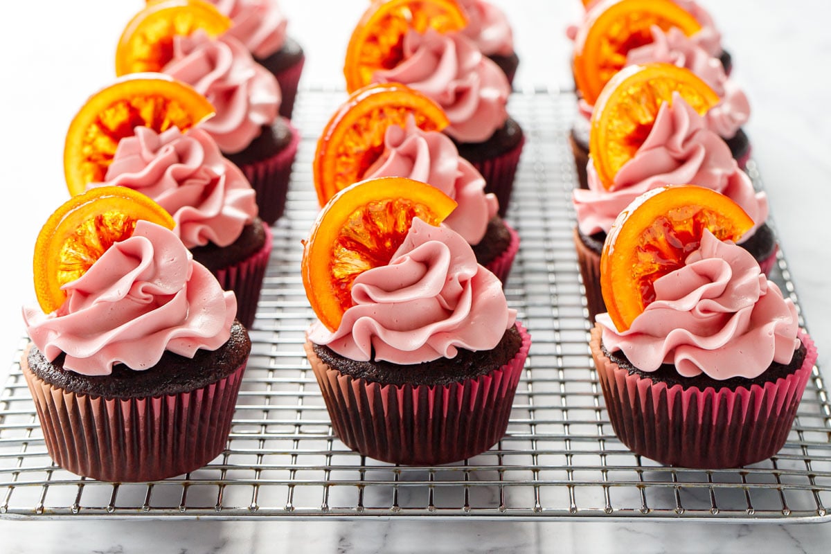 Chocolate Olive Oil & Blood Orange Cupcakes