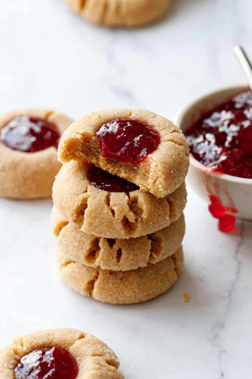 Peanut Butter & Jam Thumbprint Cookies | Love and Olive Oil