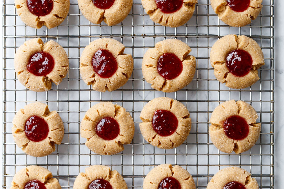 Peanut Butter & Jam Thumbprint Cookies
