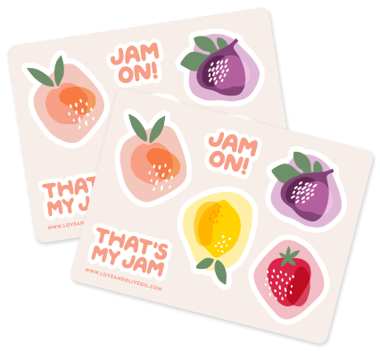 Cute fruit-themed stickers from That's My Jam.