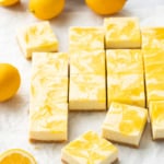 Meyer Lemon Cheesecake Bars with Lemon Curd Swirl