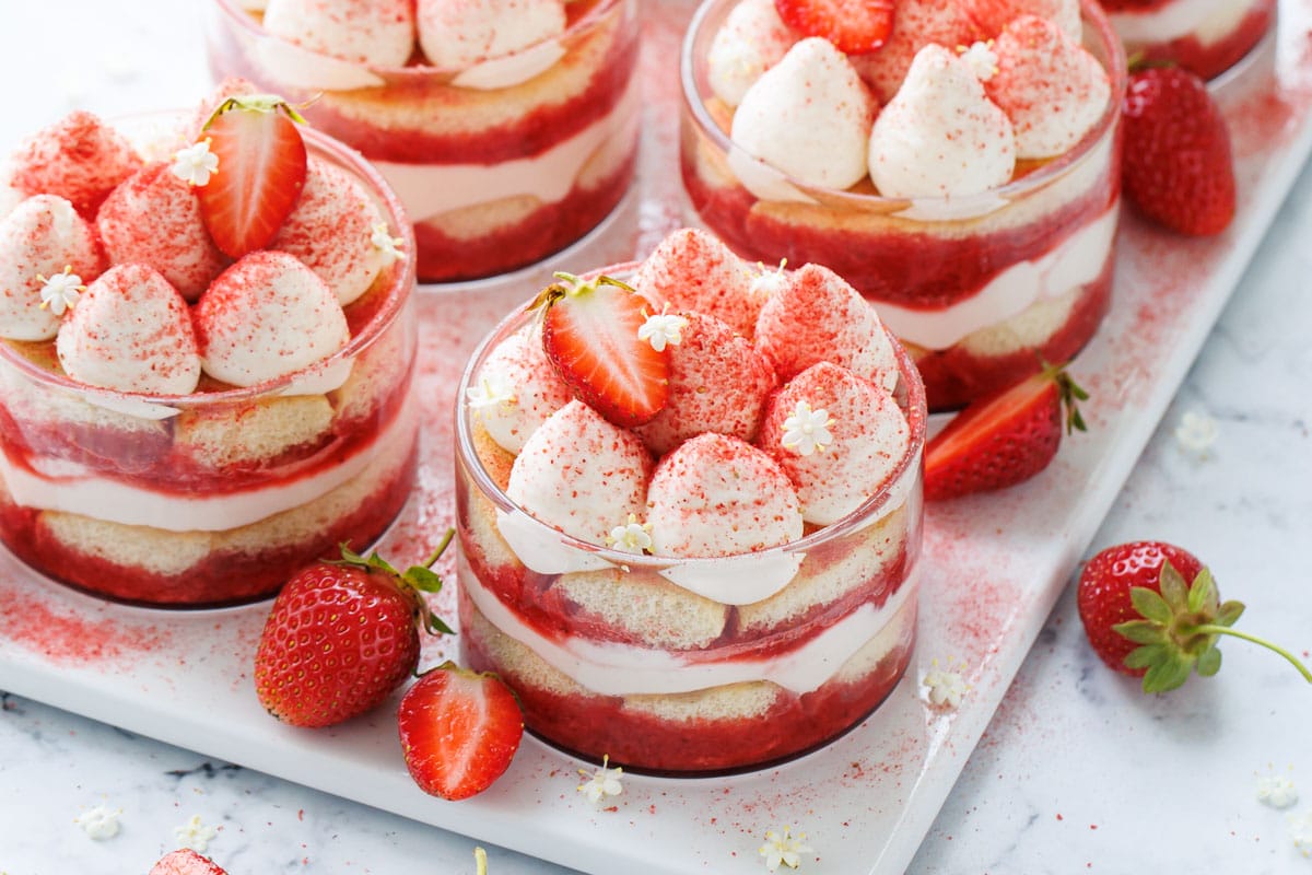 Strawberry Elderflower Tiramisu (with Eggless Mascarpone Cream)