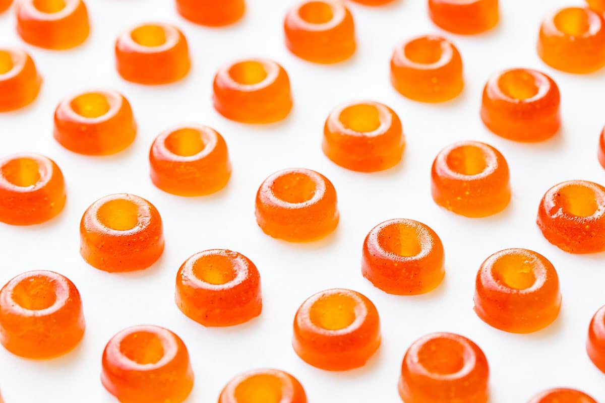 Homemade Gummy Peach Rings (made with Real Fruit and Gelatin)