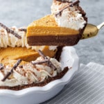 Black Bottom Pumpkin Cream Pie with Chocolate Ganache
