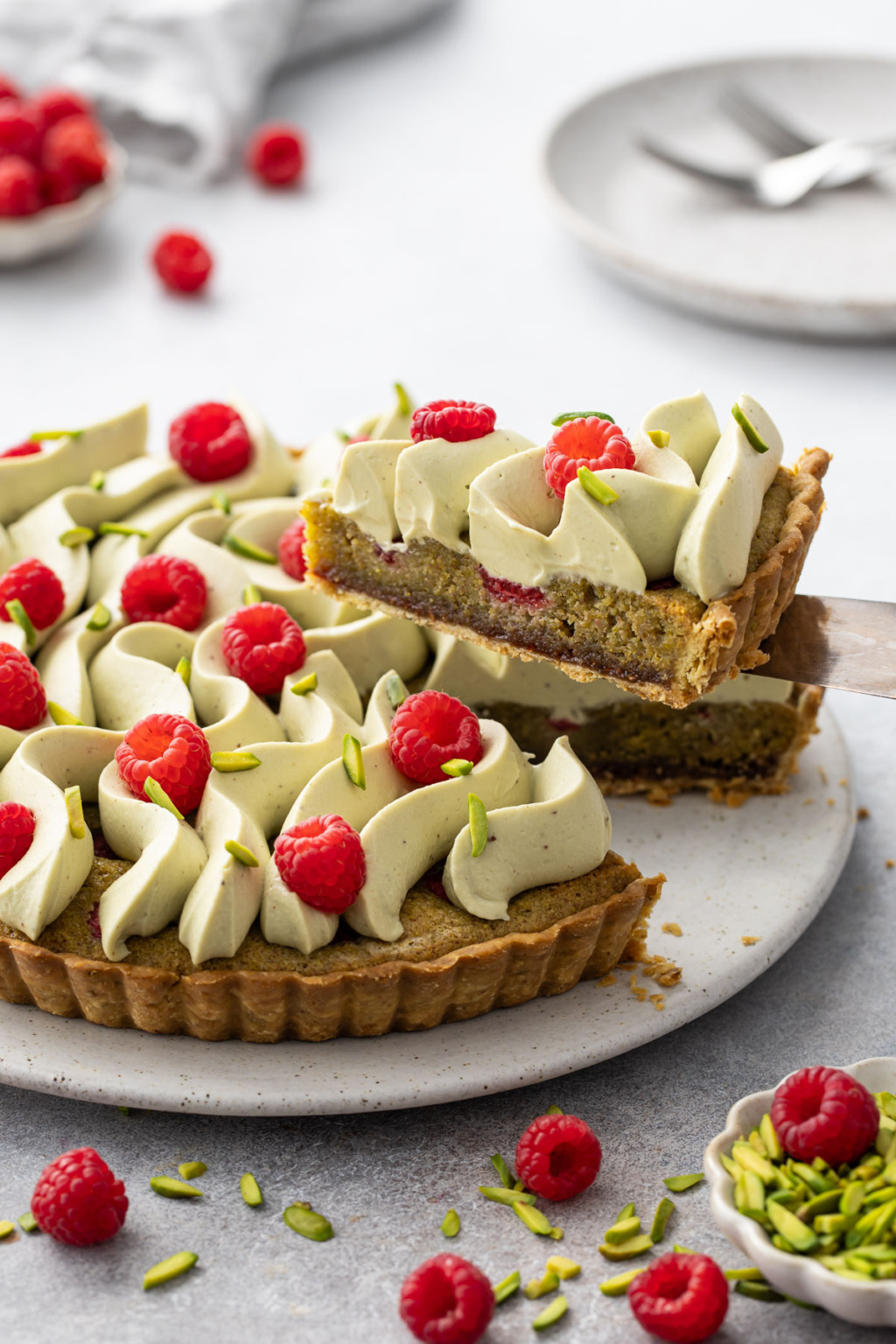 Patiswiss Raspberry Raspberry & Pistachio Frangipane Tart with Whipped Pistachio Ganache ...